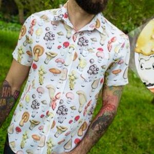 RARE Betabrand Magic Mushroom Festival Button Down Shirt-Size Medium (42)